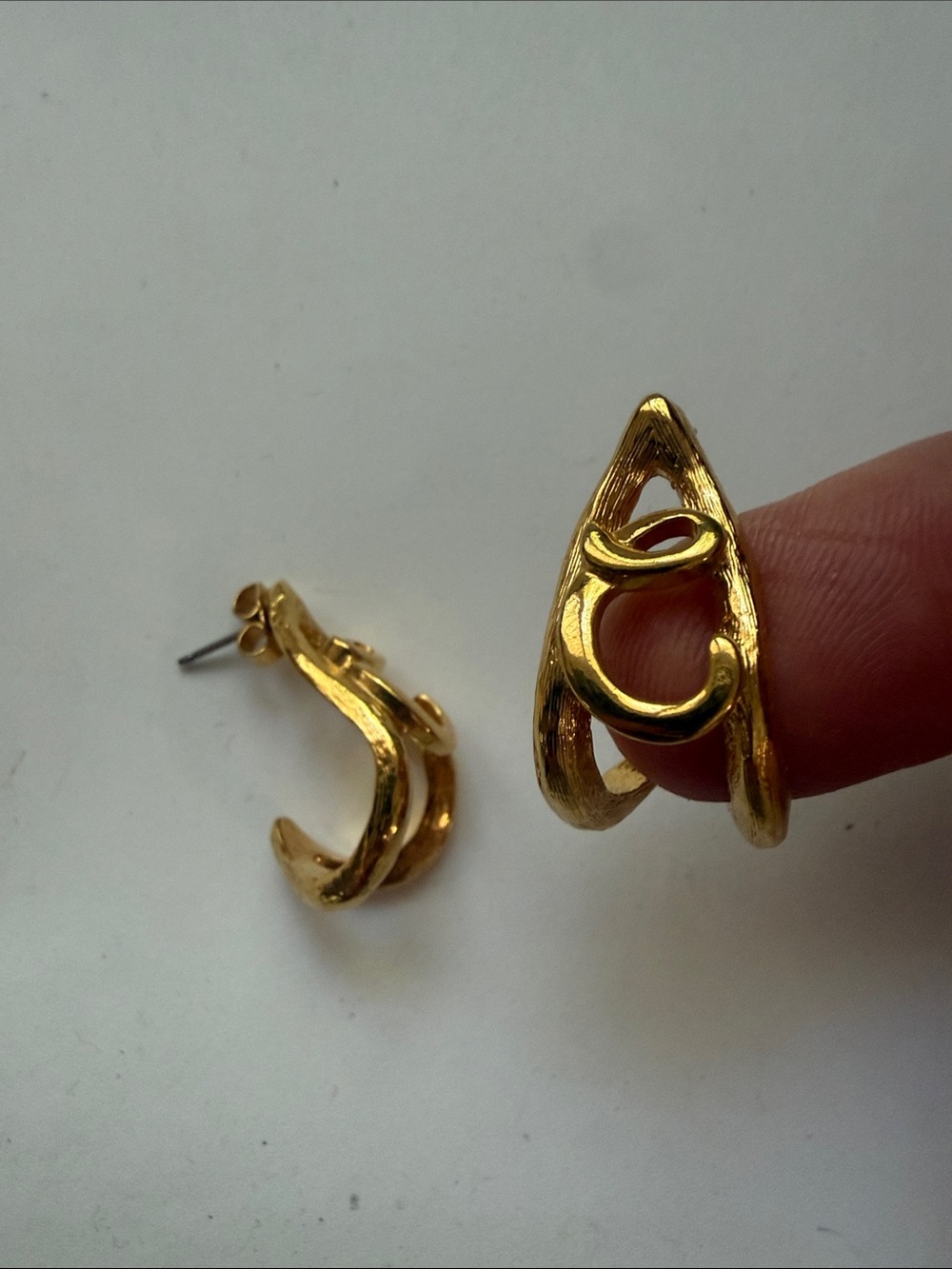 Gold-Tone Sculpted Loop Earrings